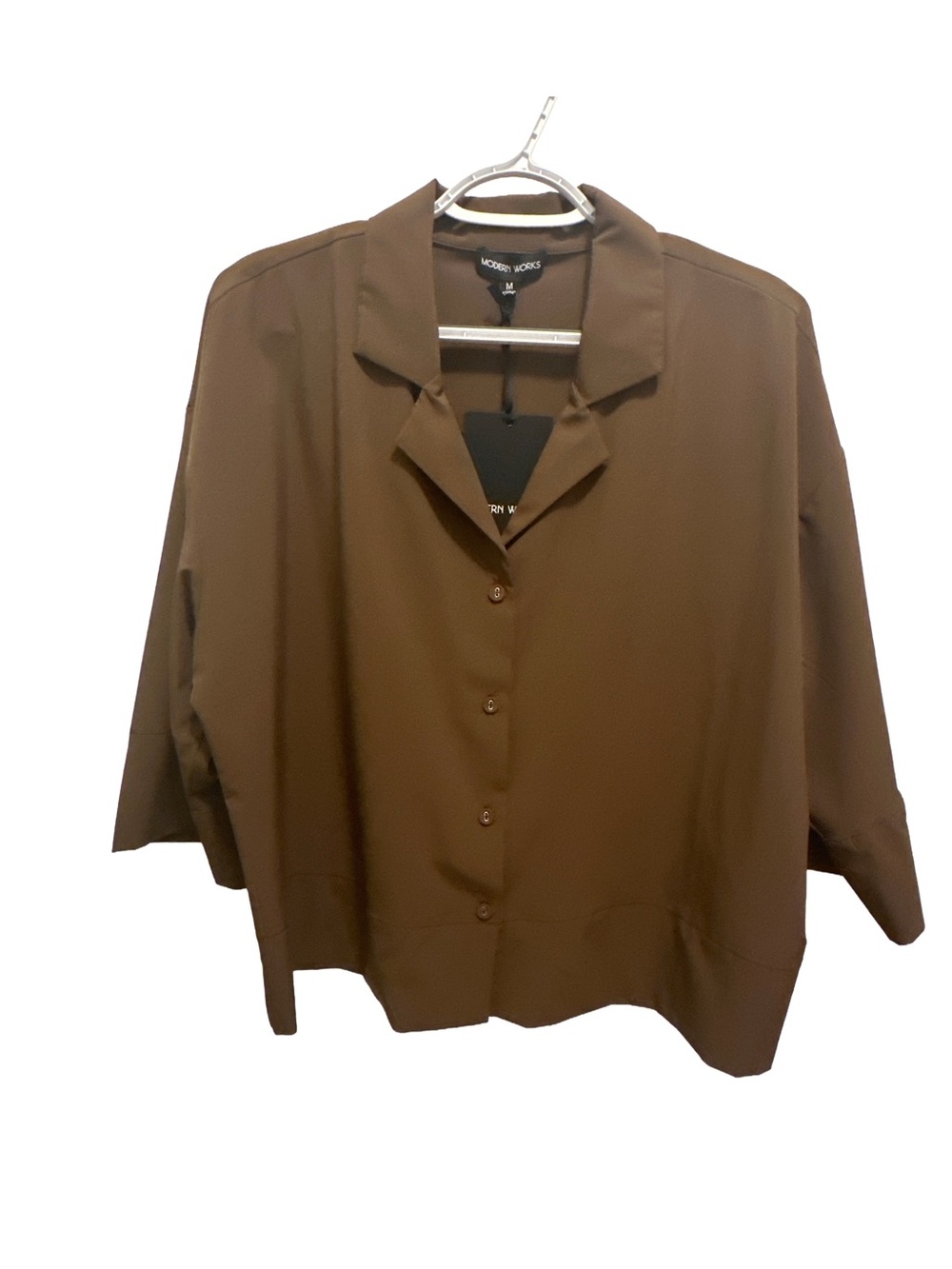 Modern Works Brown Button-Front Relaxed Collared Shirt